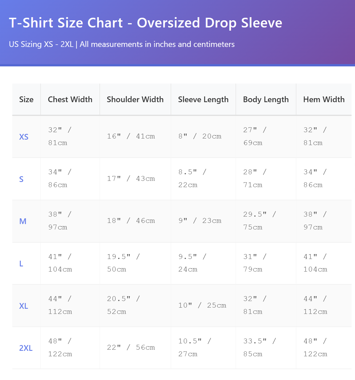 Size Guide Template