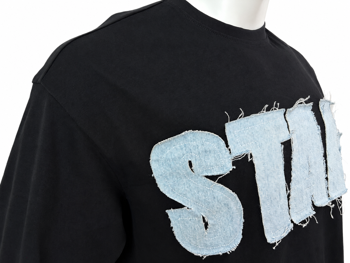 Denim Appliqué Graphic T-Shirt