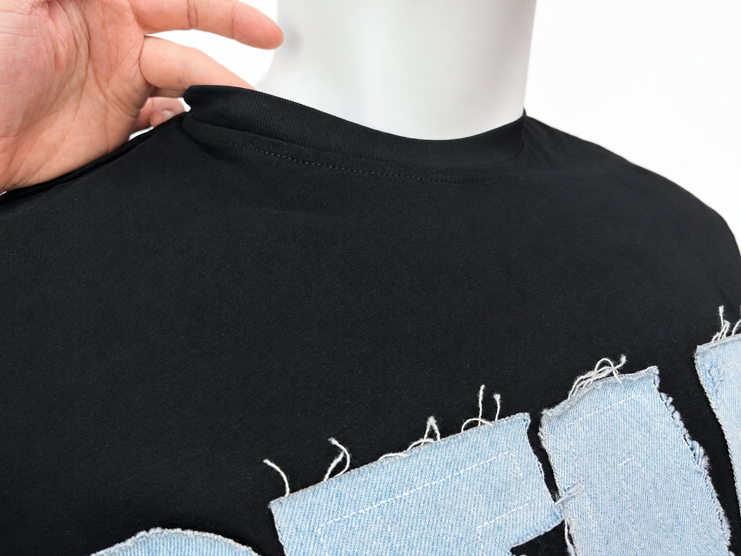 Denim Appliqué Graphic T-Shirt
