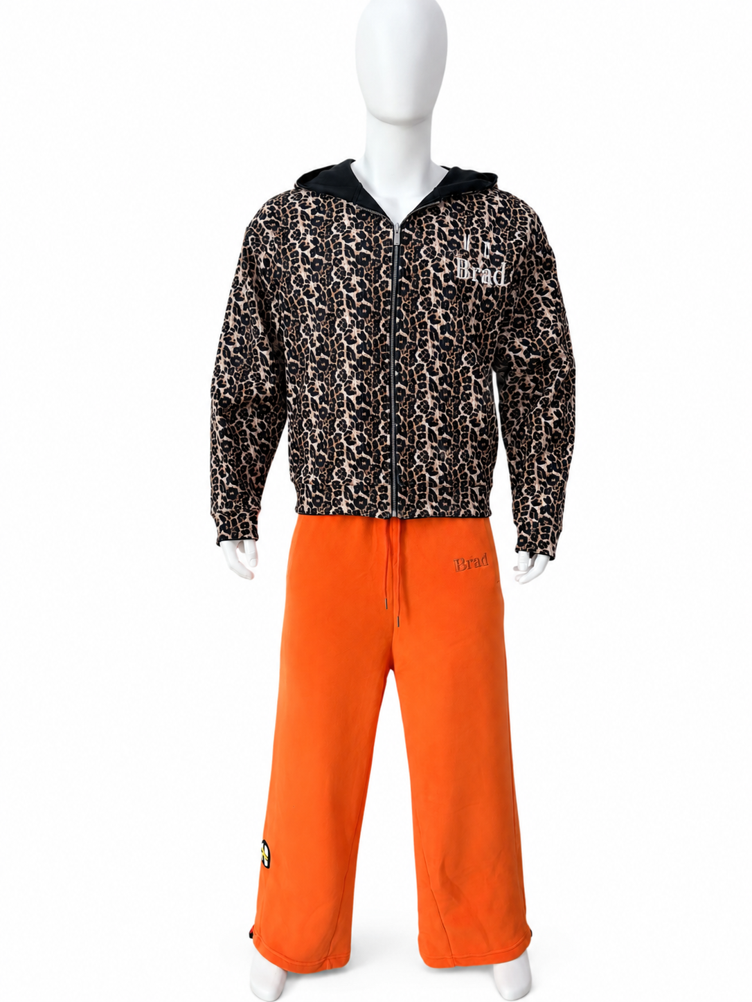 Reversible Leopard Print Appliqué Zip Hoodie