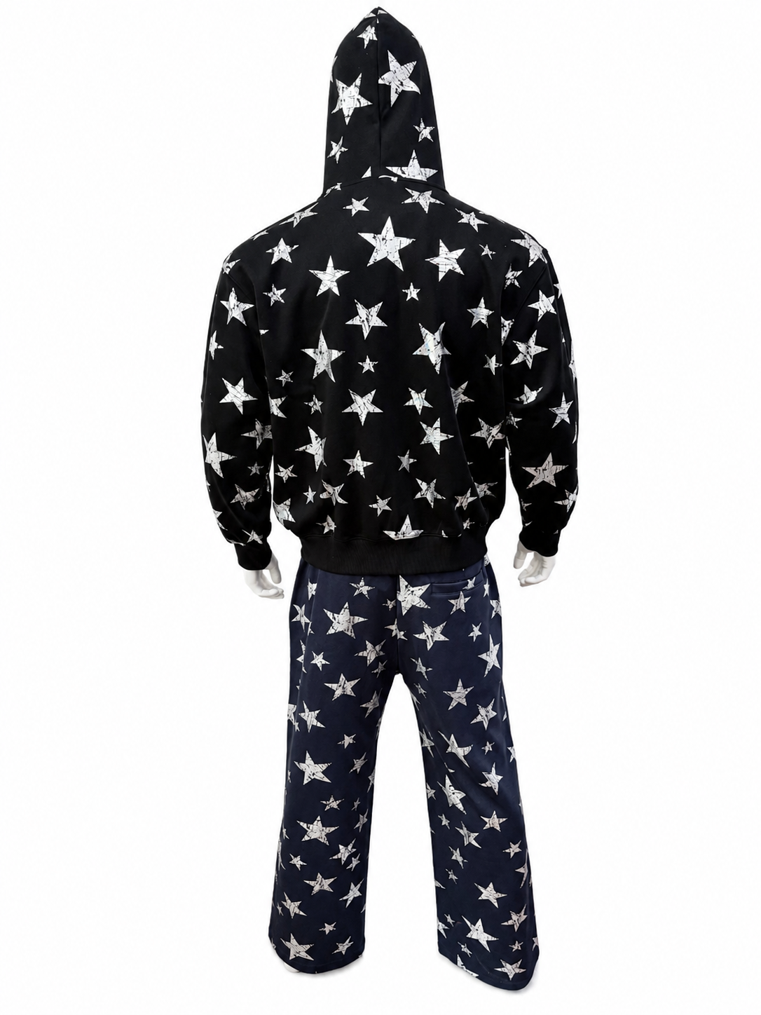All-Over Star Print Zip-Up Hoodie Set