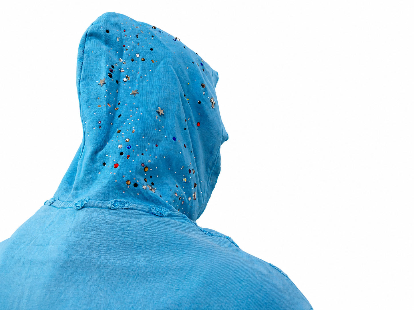 Rhinestone Studded Zip-Up Hoodie
