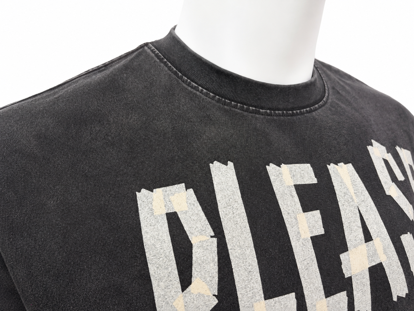 Vintage-Wash Tape Graphic Long Sleeve T-Shirt