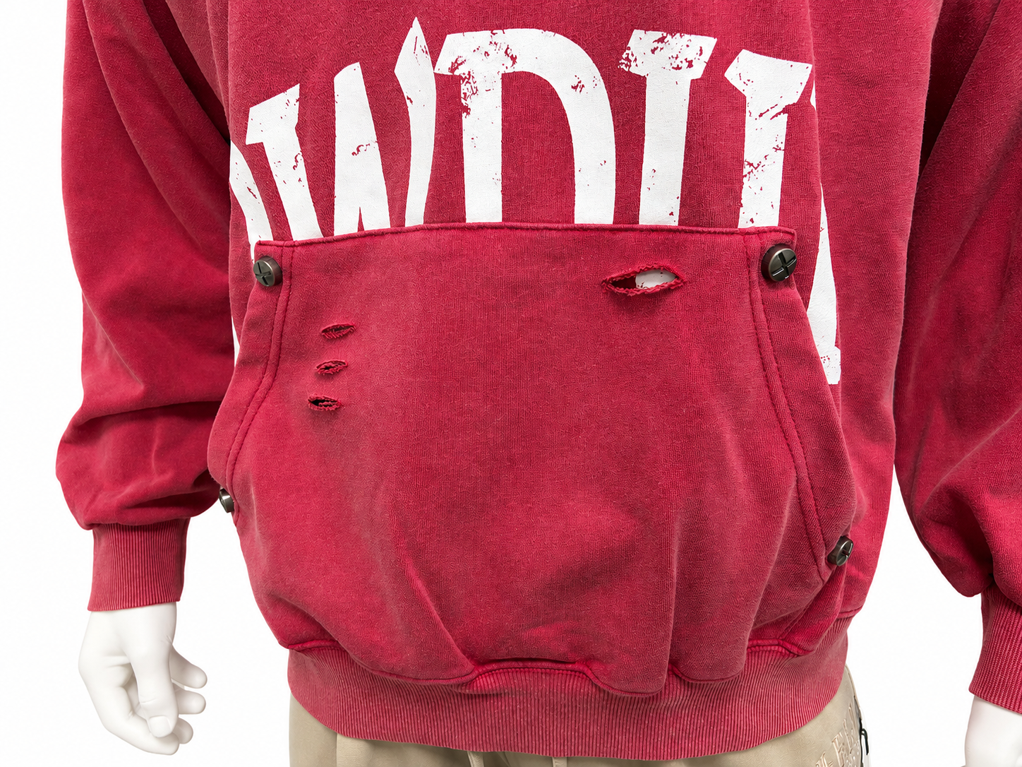 Vintage-Wash Distressed Graphic Hoodie