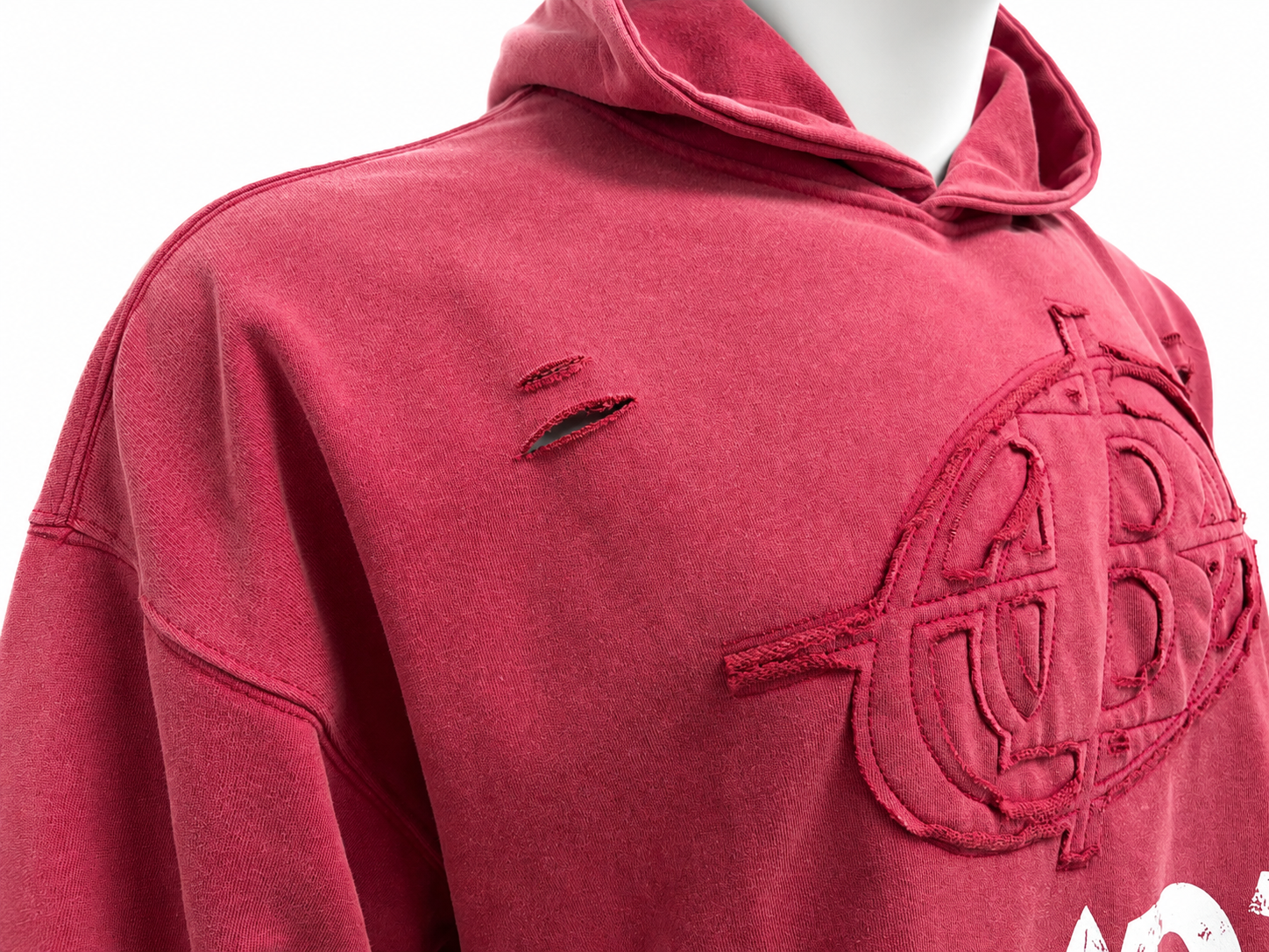Vintage-Wash Distressed Graphic Hoodie