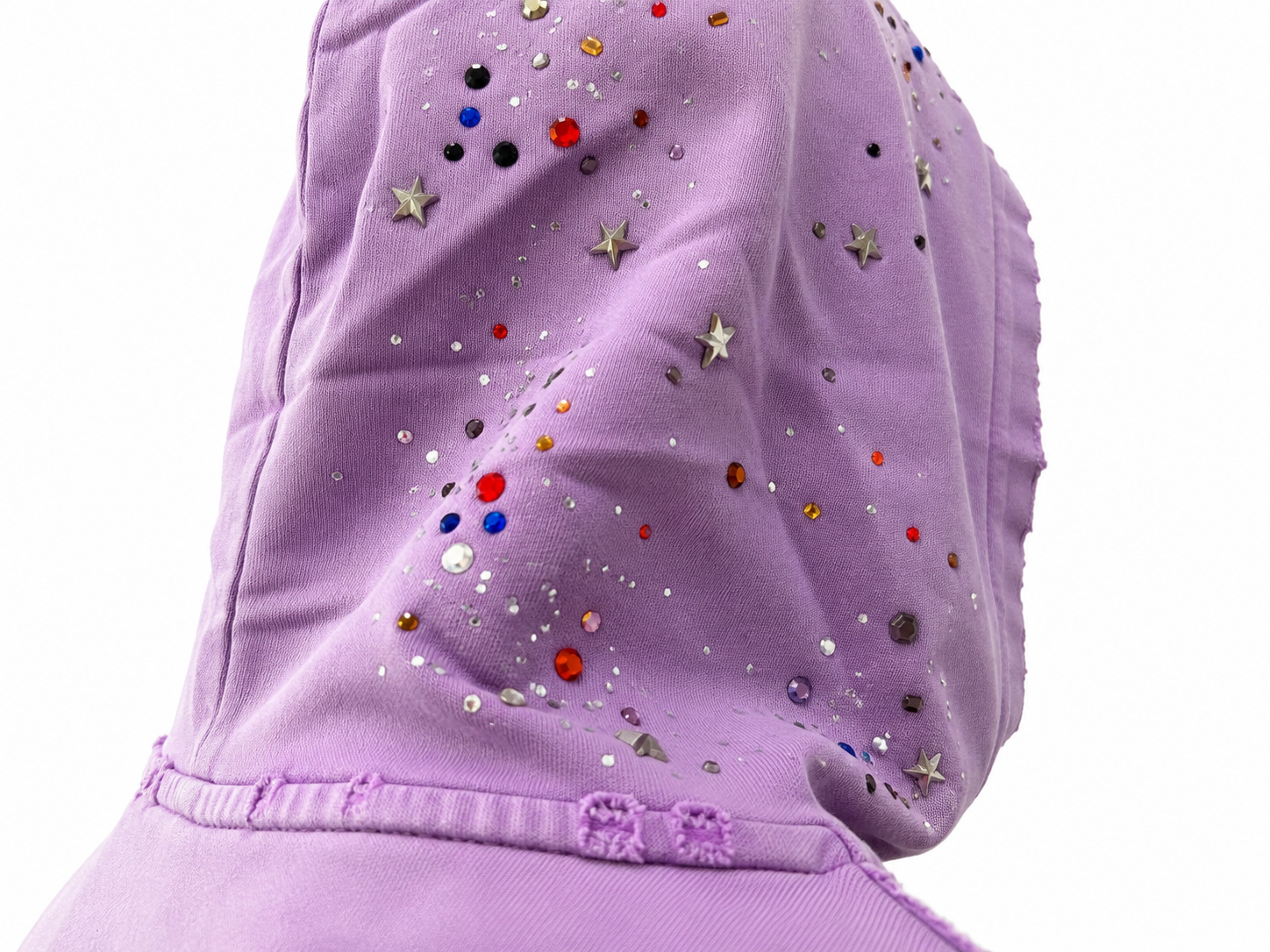 Vintage-Wash Rhinestone Zip-Up Hoodie