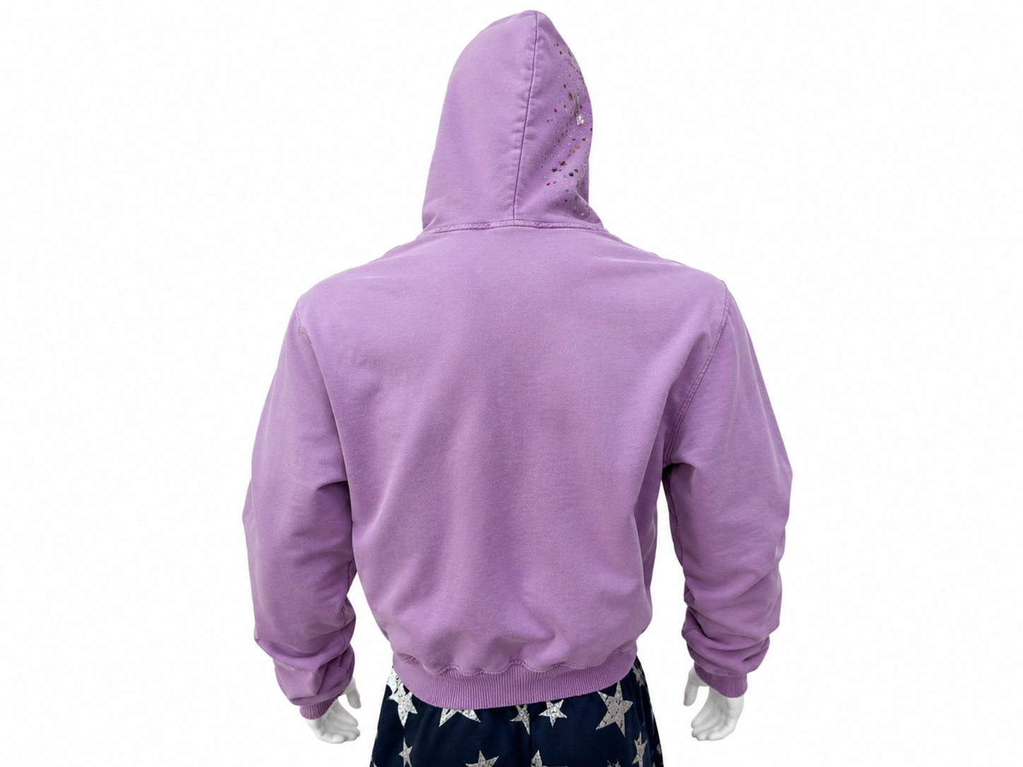 Vintage-Wash Rhinestone Zip-Up Hoodie