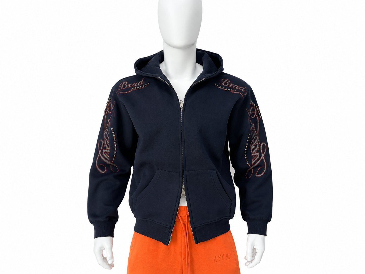 Destroyed Graphic Double-Zipper Hoodie