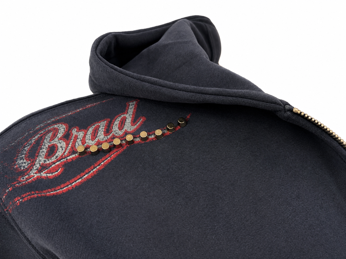 Destroyed Graphic Double-Zipper Hoodie