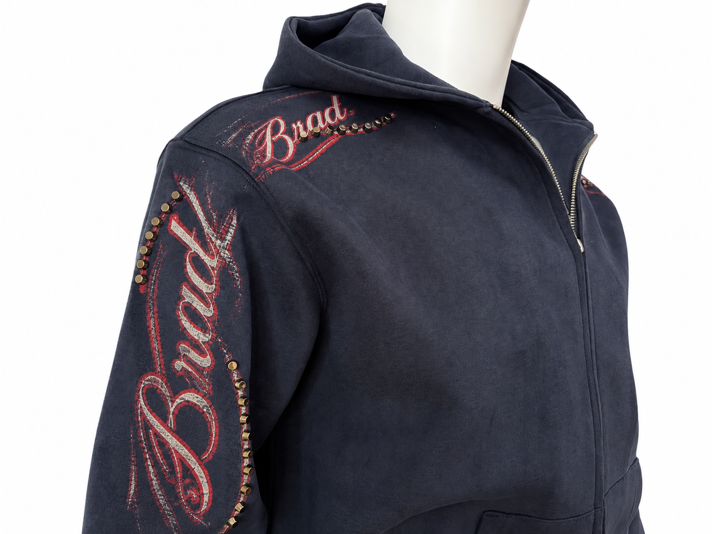 Destroyed Graphic Double-Zipper Hoodie