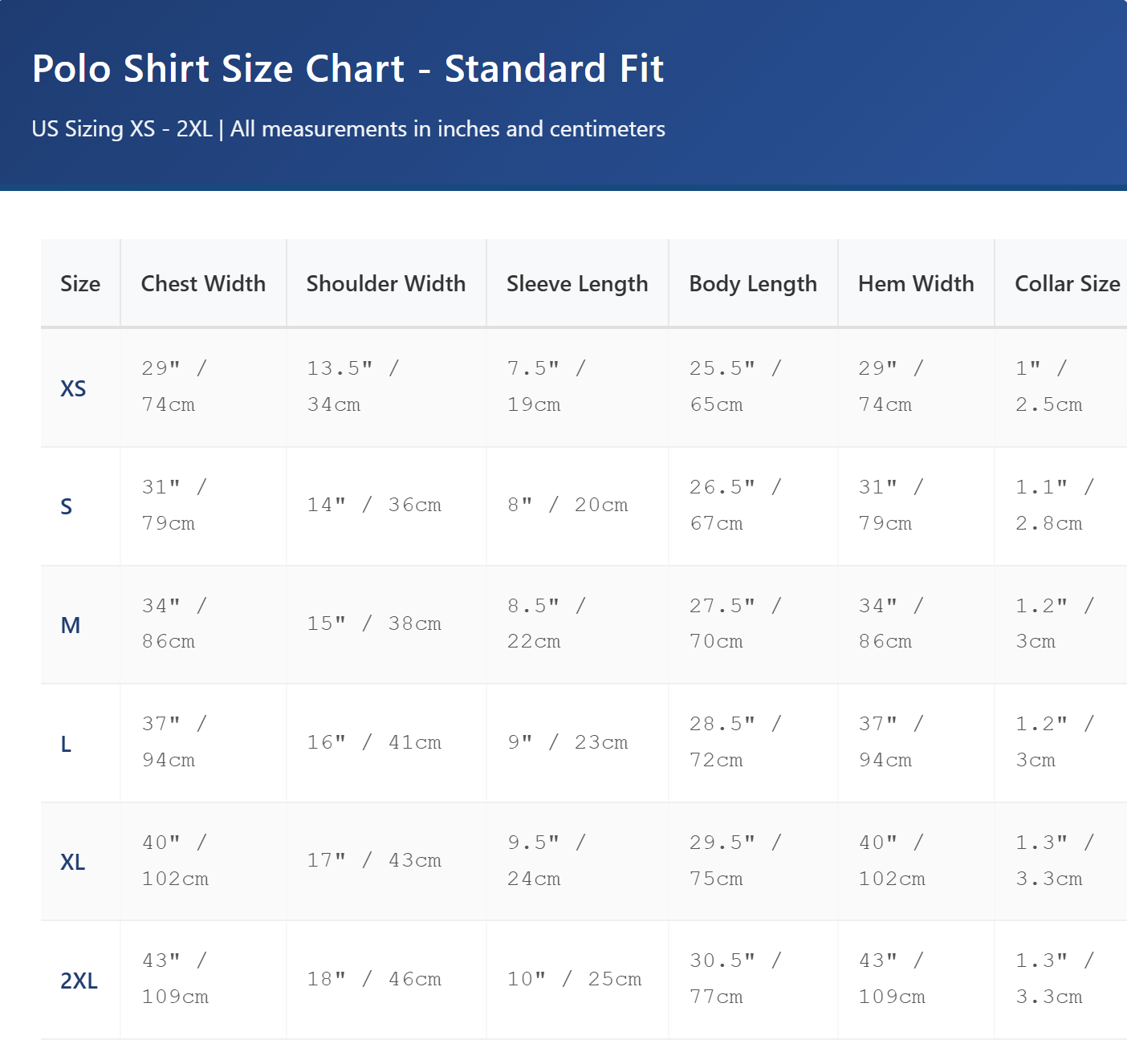 Size Guide Template
