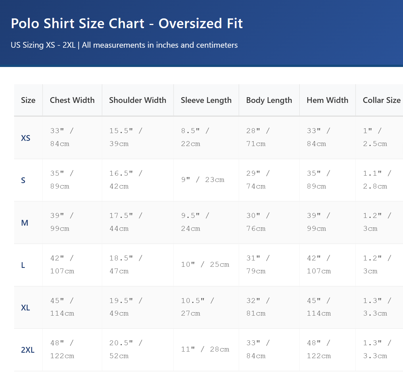 Size Guide Template