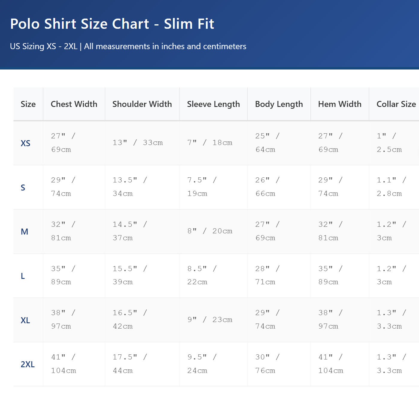 Size Guide Template