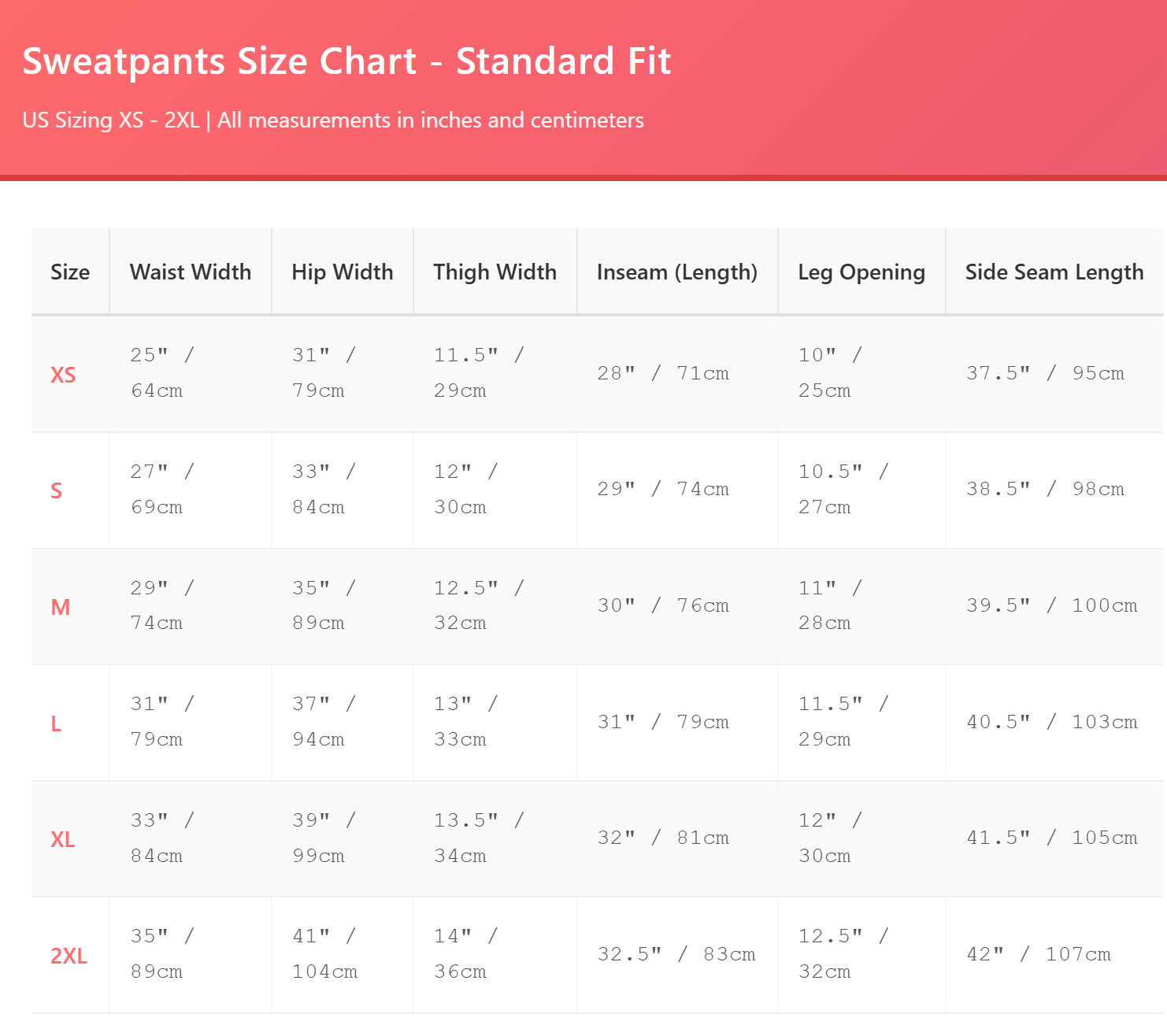 Size Guide Template