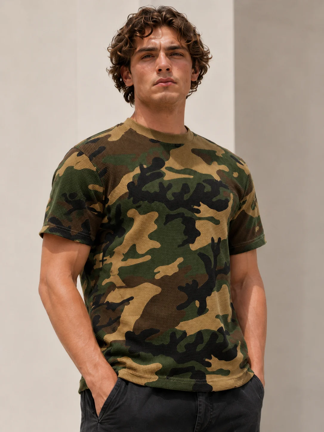 Premium Heavyweight Waffle Knit Oversized T-Shirt Model