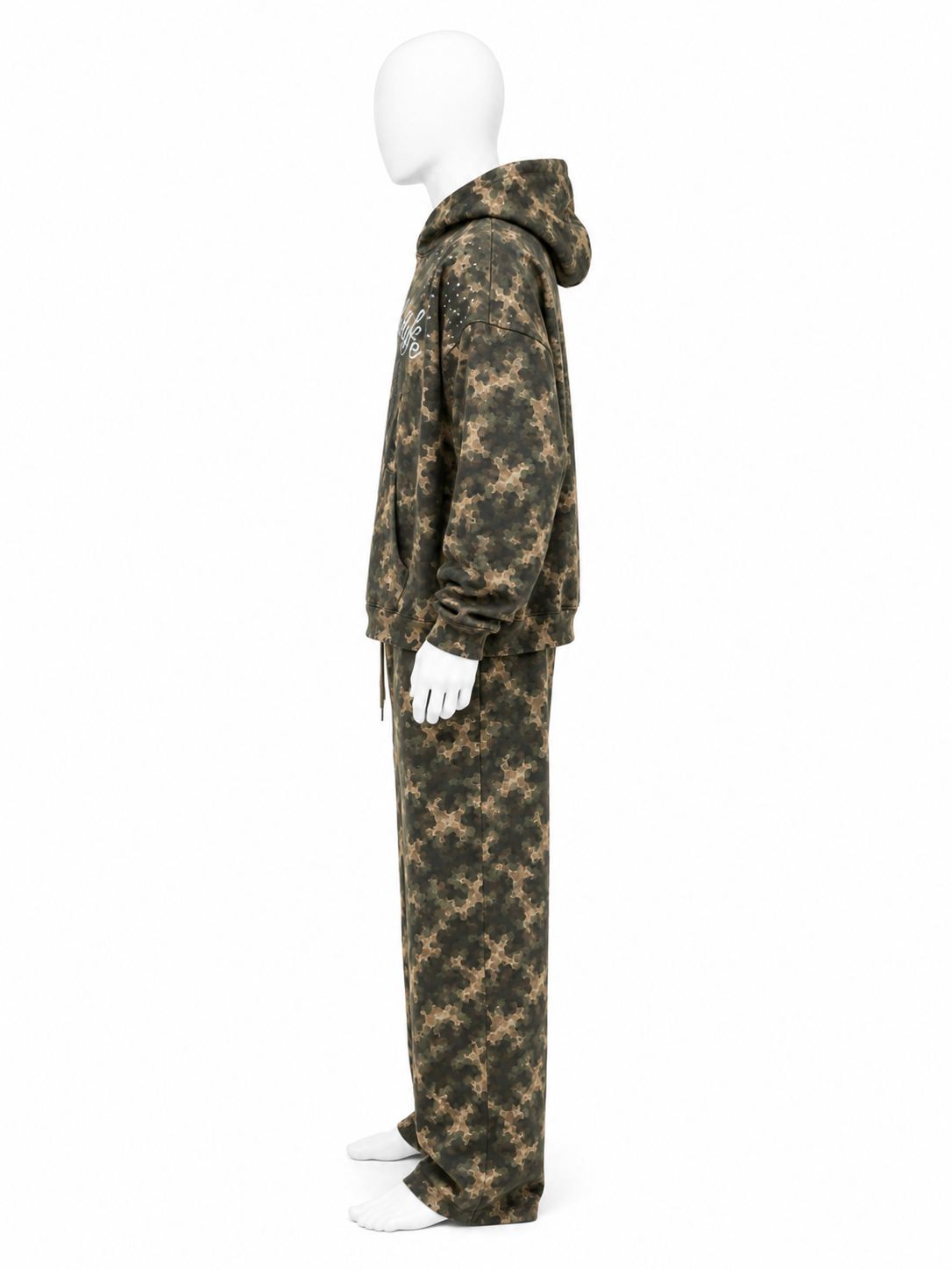 Embellished Camo Graphic Hoodie Sweatsuit