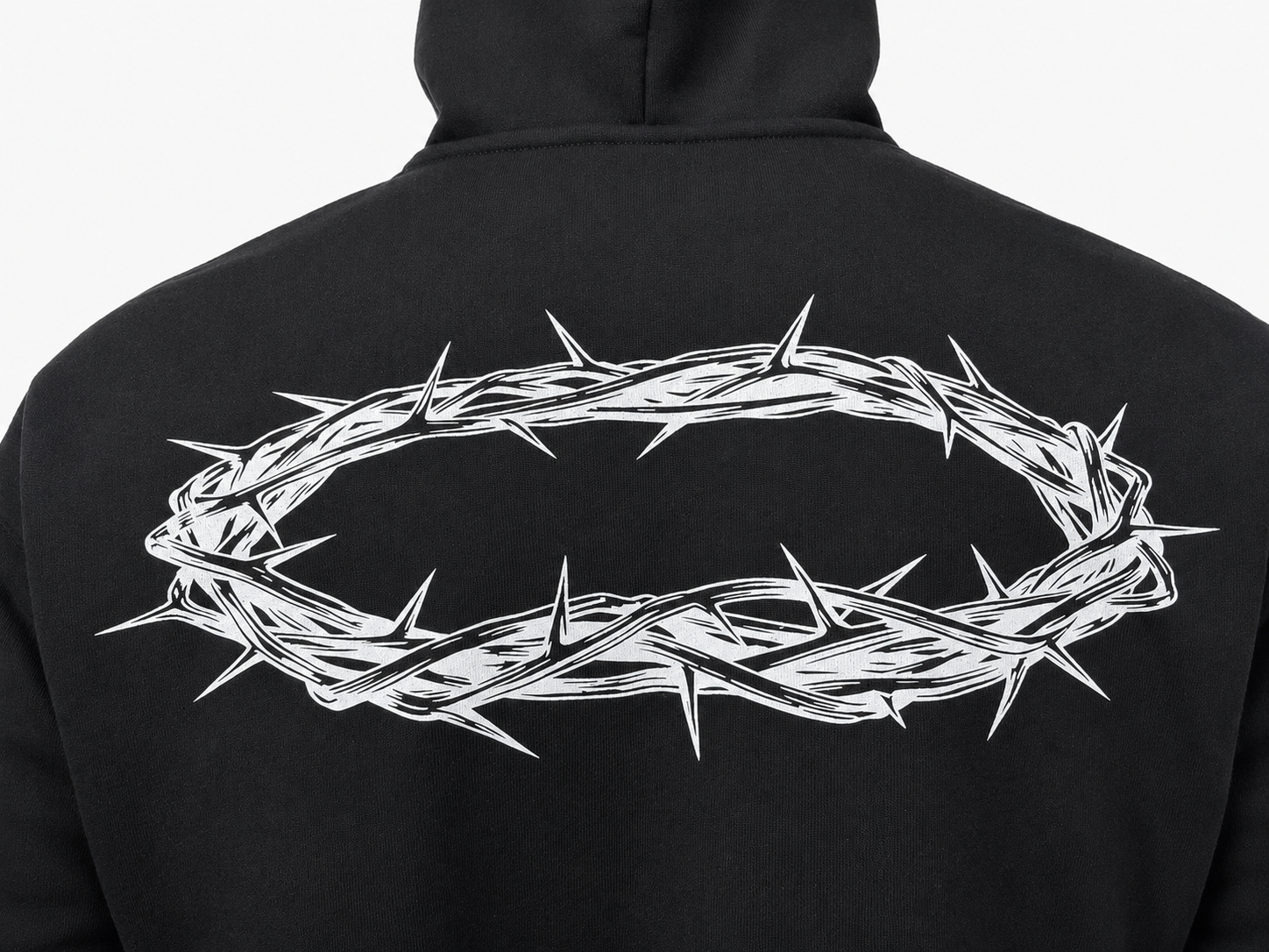 Heavyweight Fleece Hoodie with Distressed Print