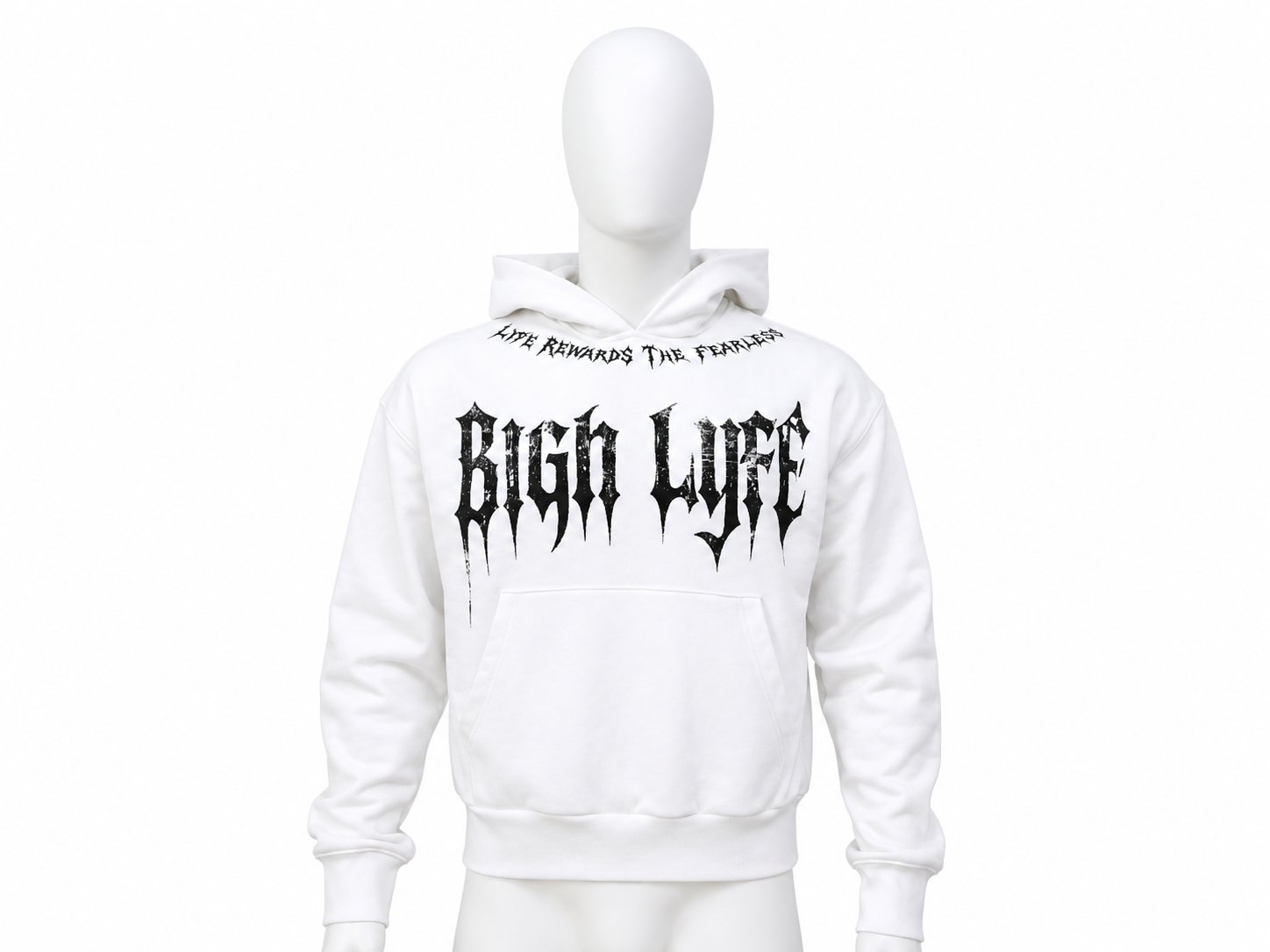 Heavyweight Fleece Hoodie with Distressed Print