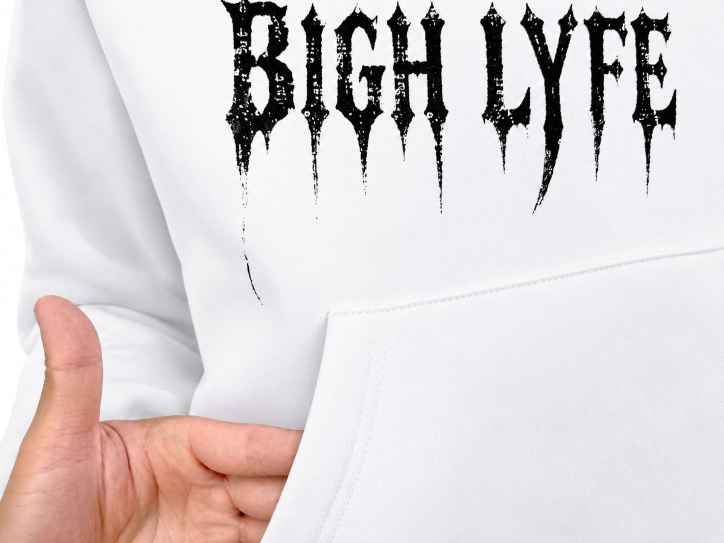 Heavyweight Fleece Hoodie with Distressed Print