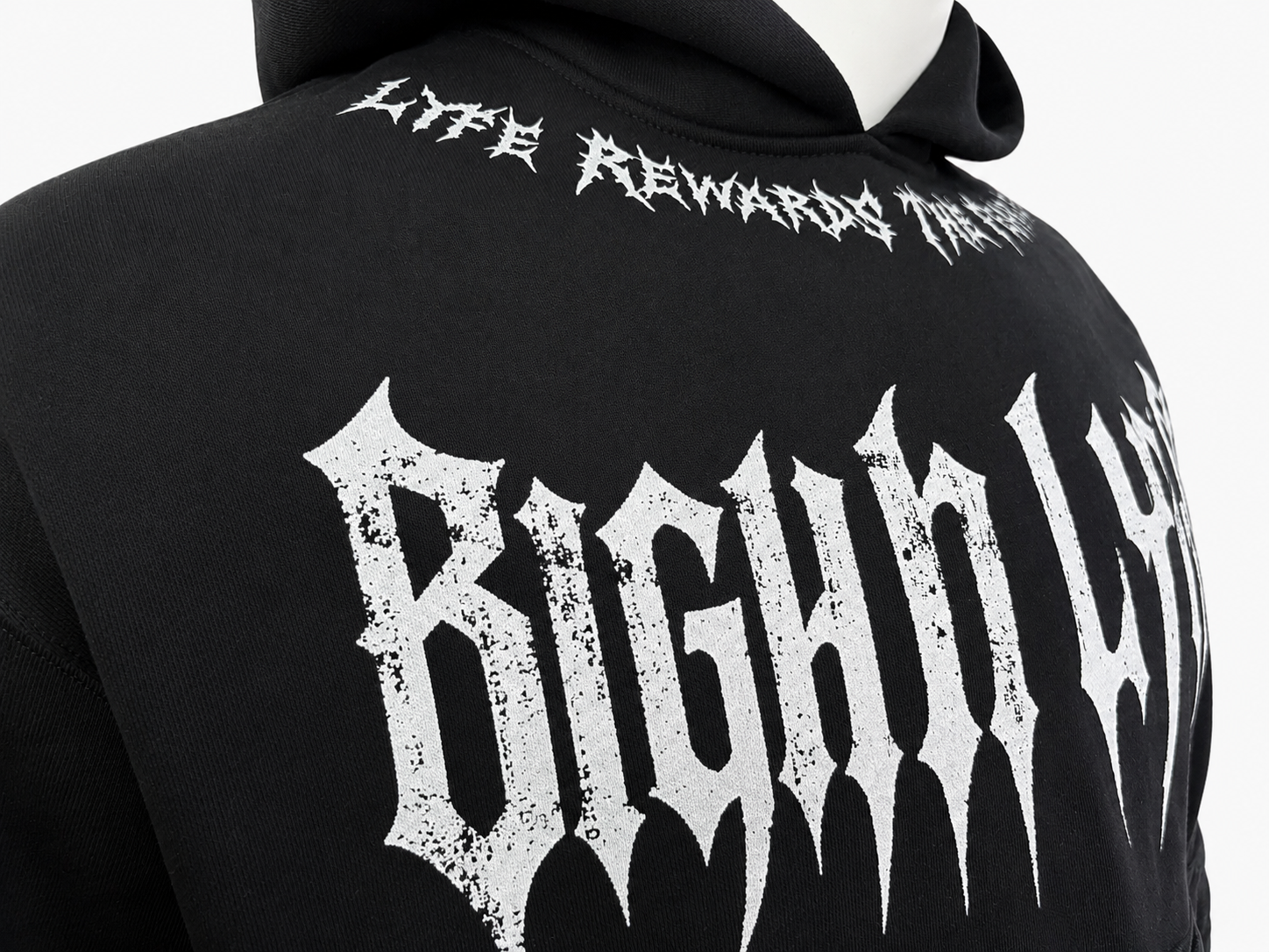 Heavyweight Fleece Hoodie with Distressed Print