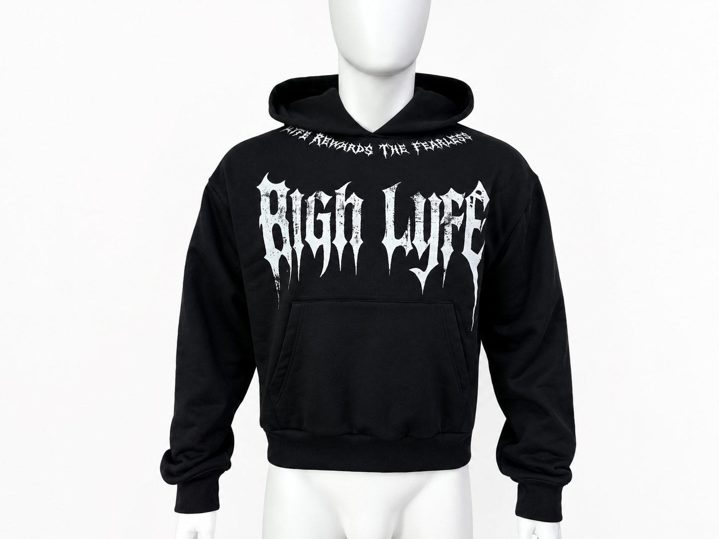 Heavyweight Fleece Hoodie with Distressed Print