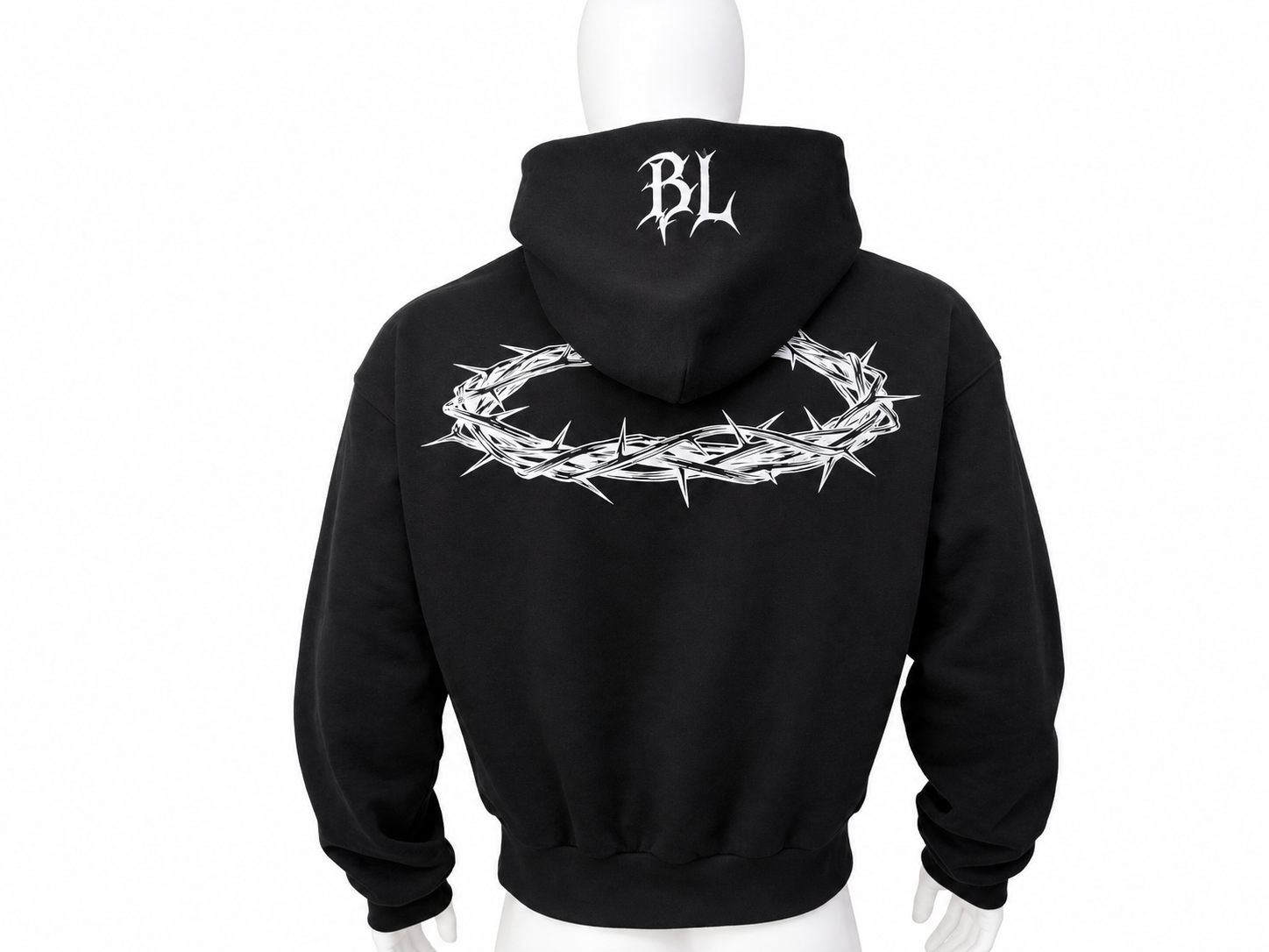 Heavyweight Fleece Hoodie with Distressed Print