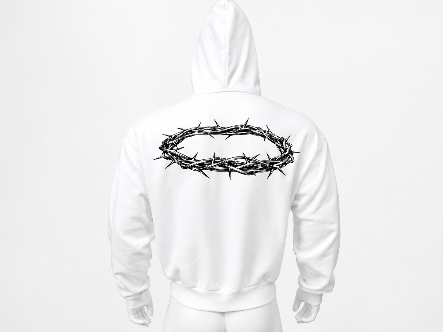 Heavyweight Fleece Hoodie with Distressed Print