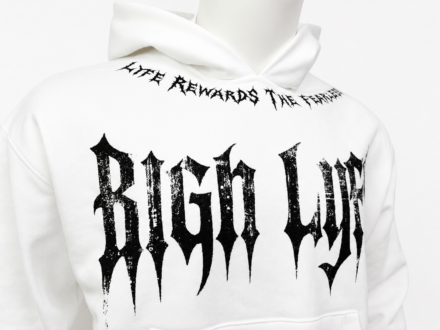 Heavyweight Fleece Hoodie with Distressed Print