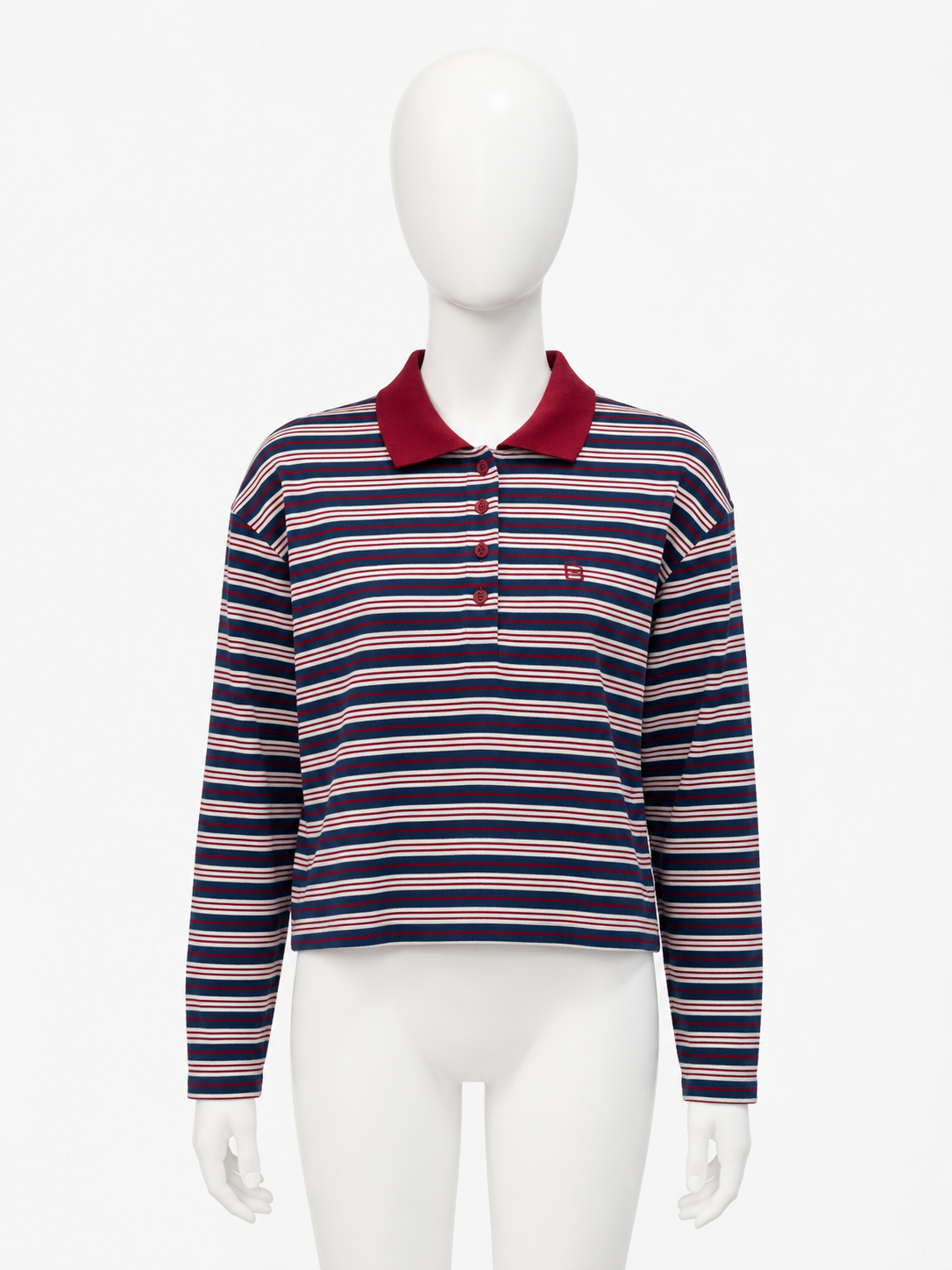 Women’s Striped Long Sleeve Polo Shirt