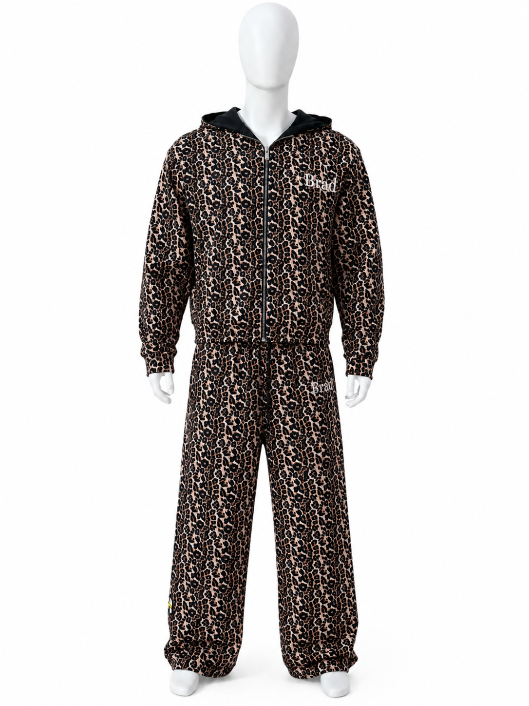 Leopard Print Zip-Up Hooded Set