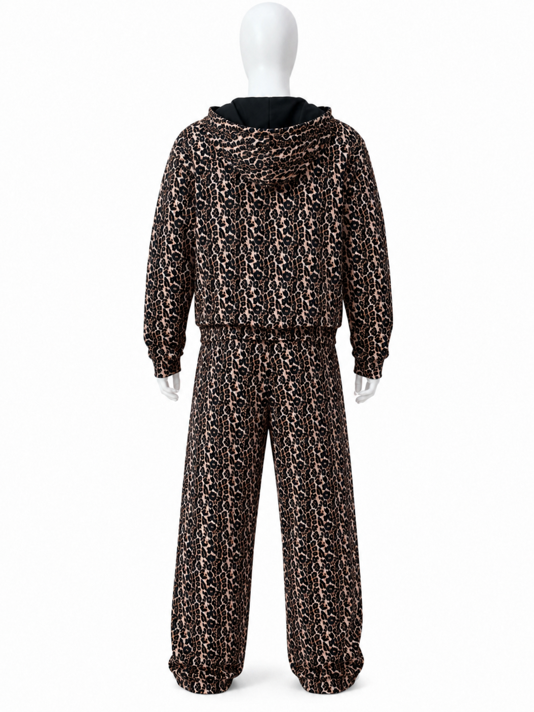 Leopard Print Zip-Up Hooded Set
