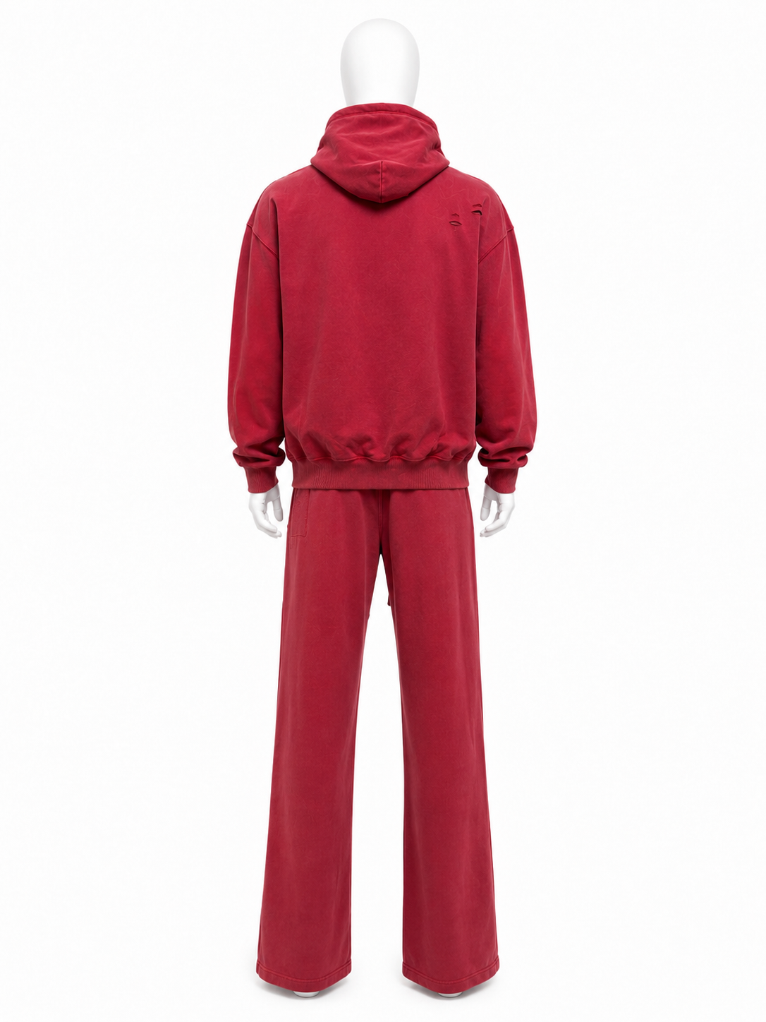 Washed Red Distressed Hoodie Sweatsuit