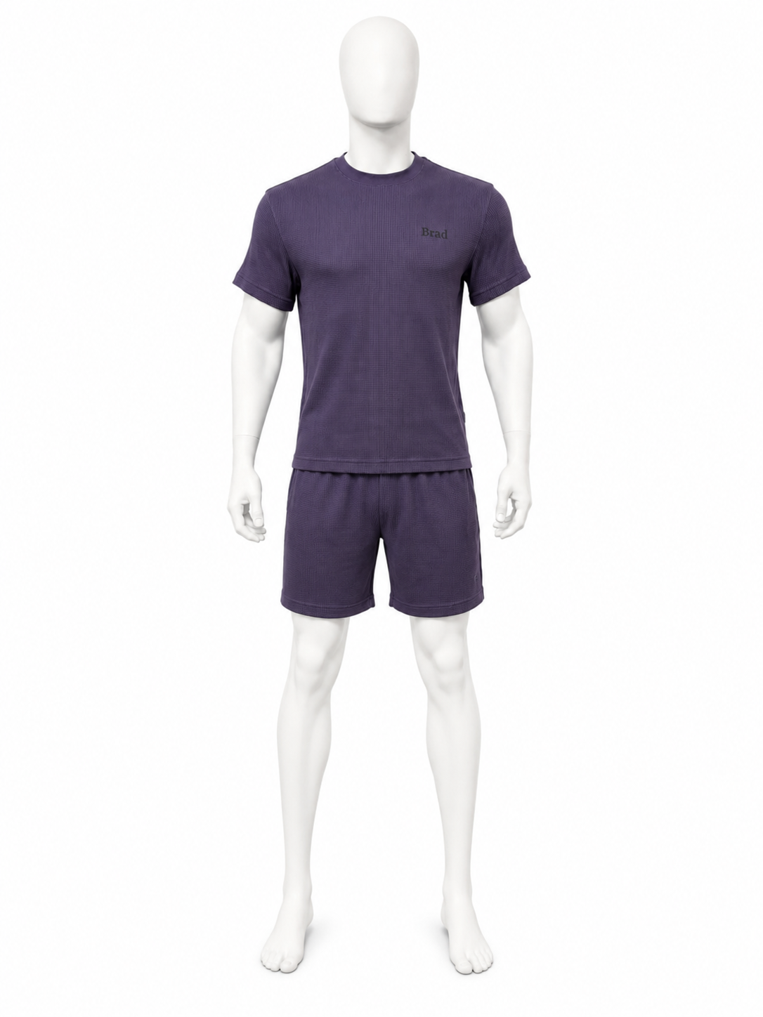 Purple Waffle-Knit T-Shirt & Shorts Set