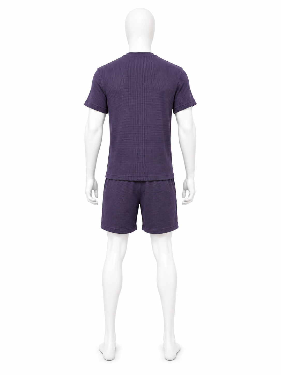 Purple Waffle-Knit T-Shirt & Shorts Set