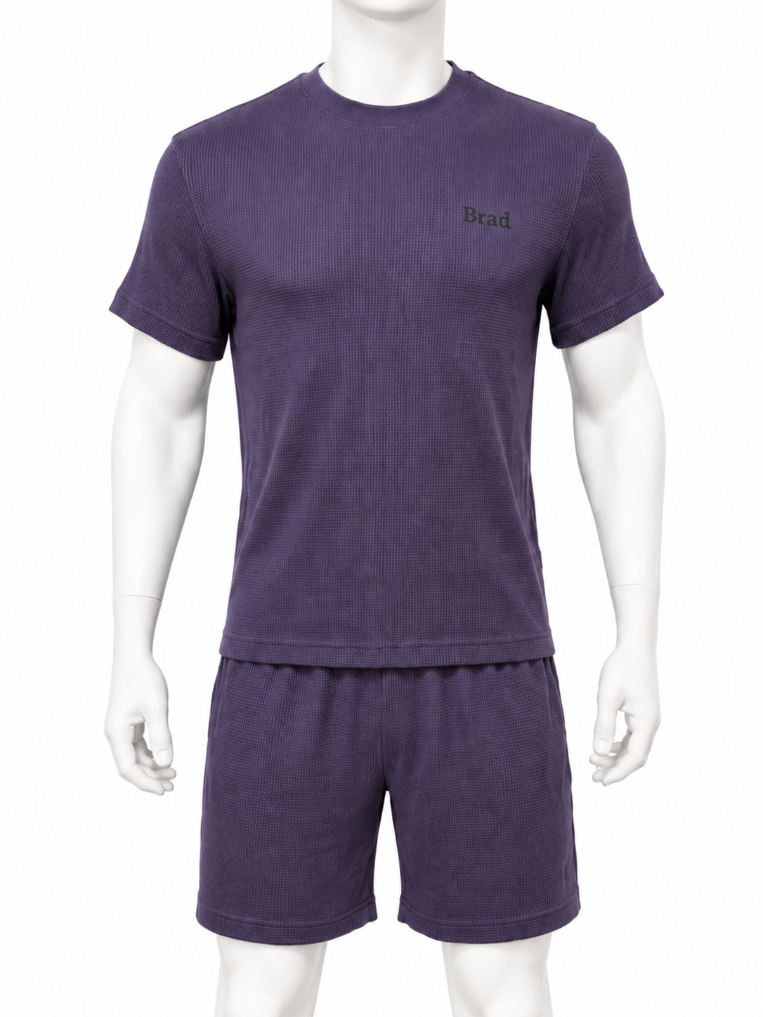 Purple Waffle-Knit T-Shirt & Shorts Set