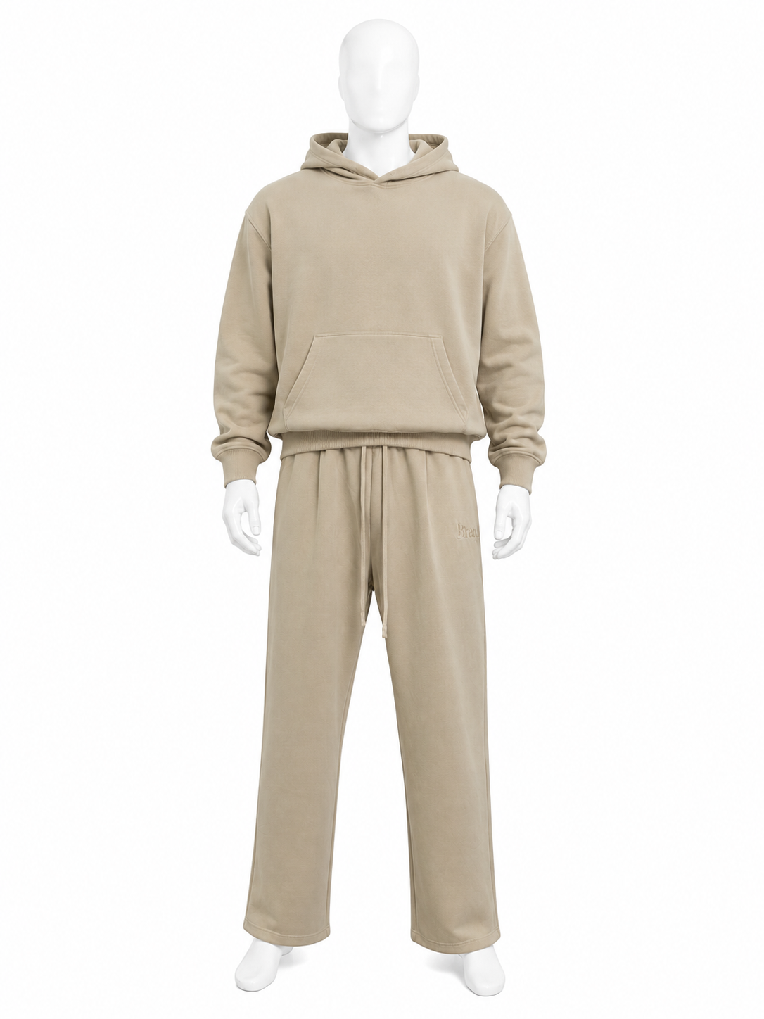 Beige Oversized Hoodie Wide-Leg Set