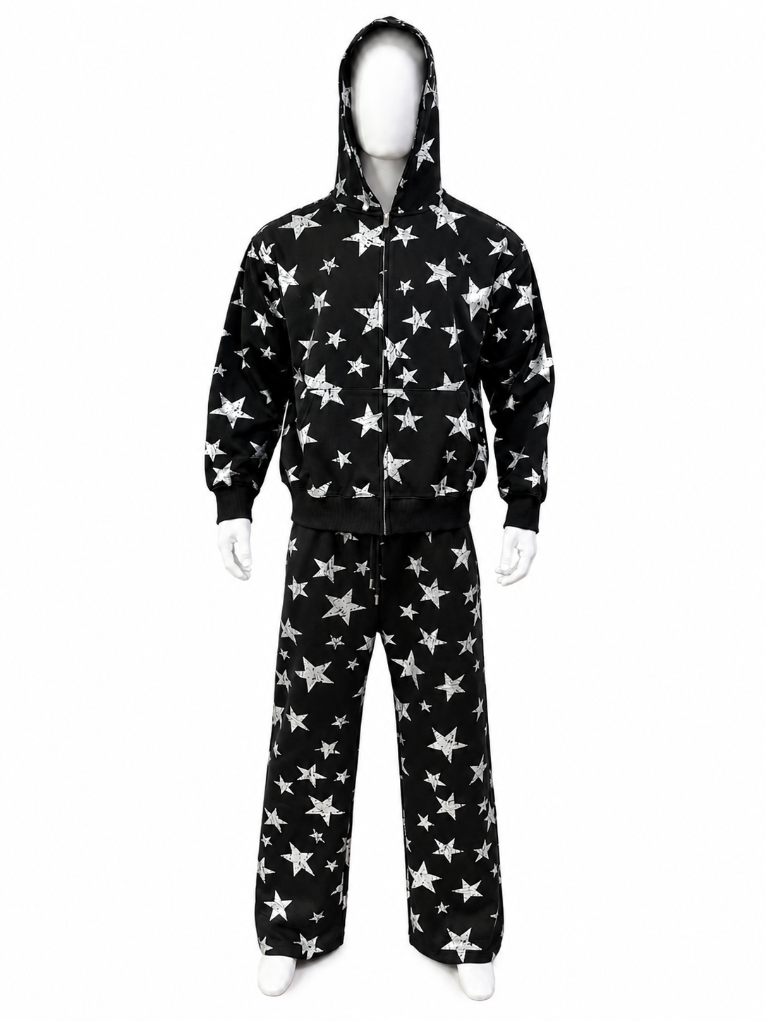 Star Print Zip-Up Sweatsuit