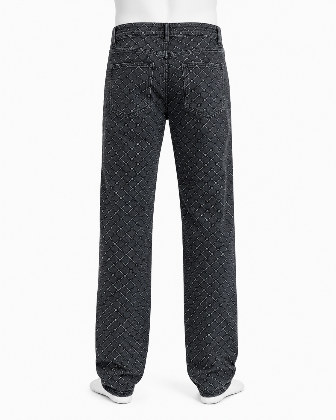 All-Over Rhinestone Pattern Denim Jeans