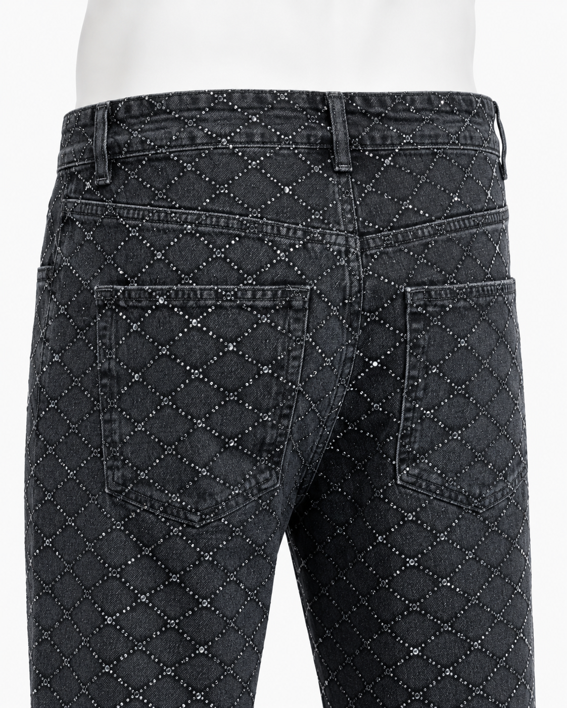 All-Over Rhinestone Pattern Denim Jeans