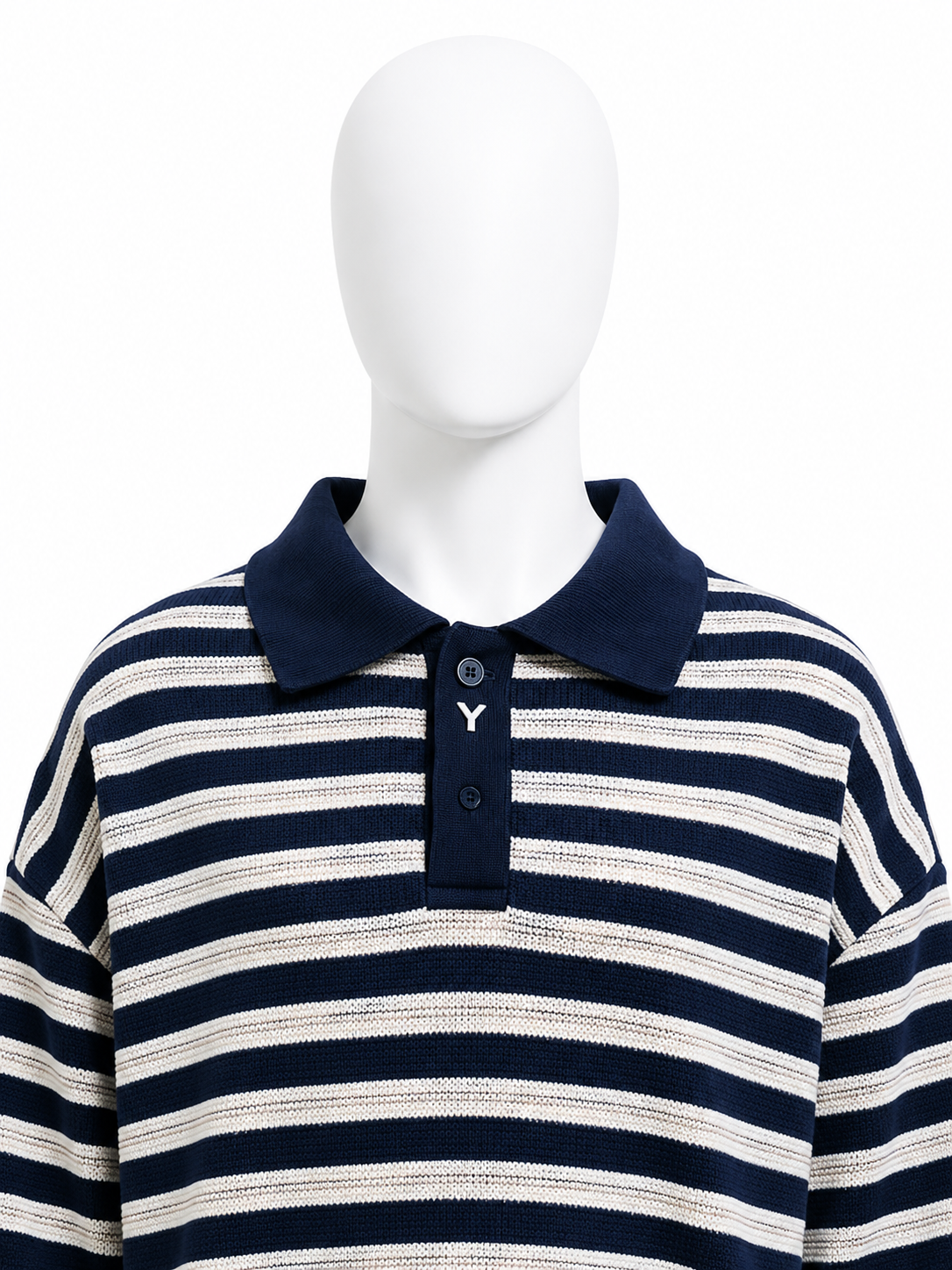 Navy Striped Long-Sleeve Polo shirts