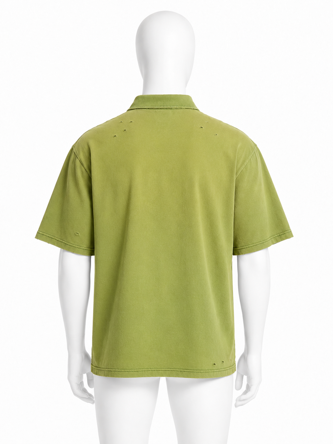 Washed Green Distressed Pocket Polo Shirt