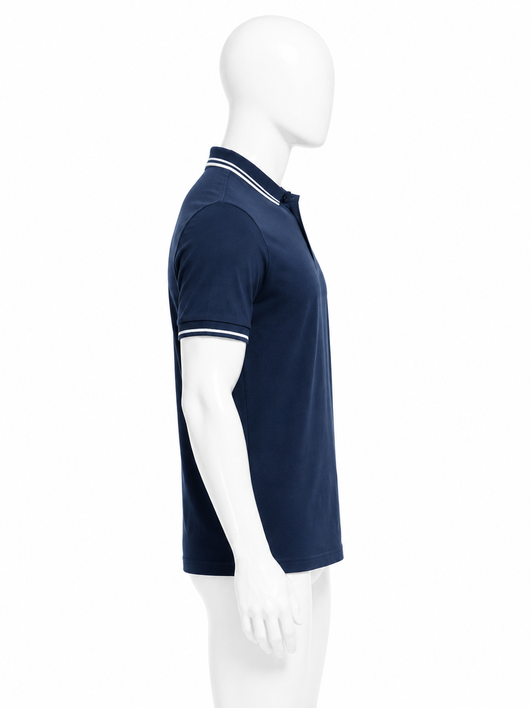 Navy Contrast-Stripe Short-Sleeve Polo Shirt