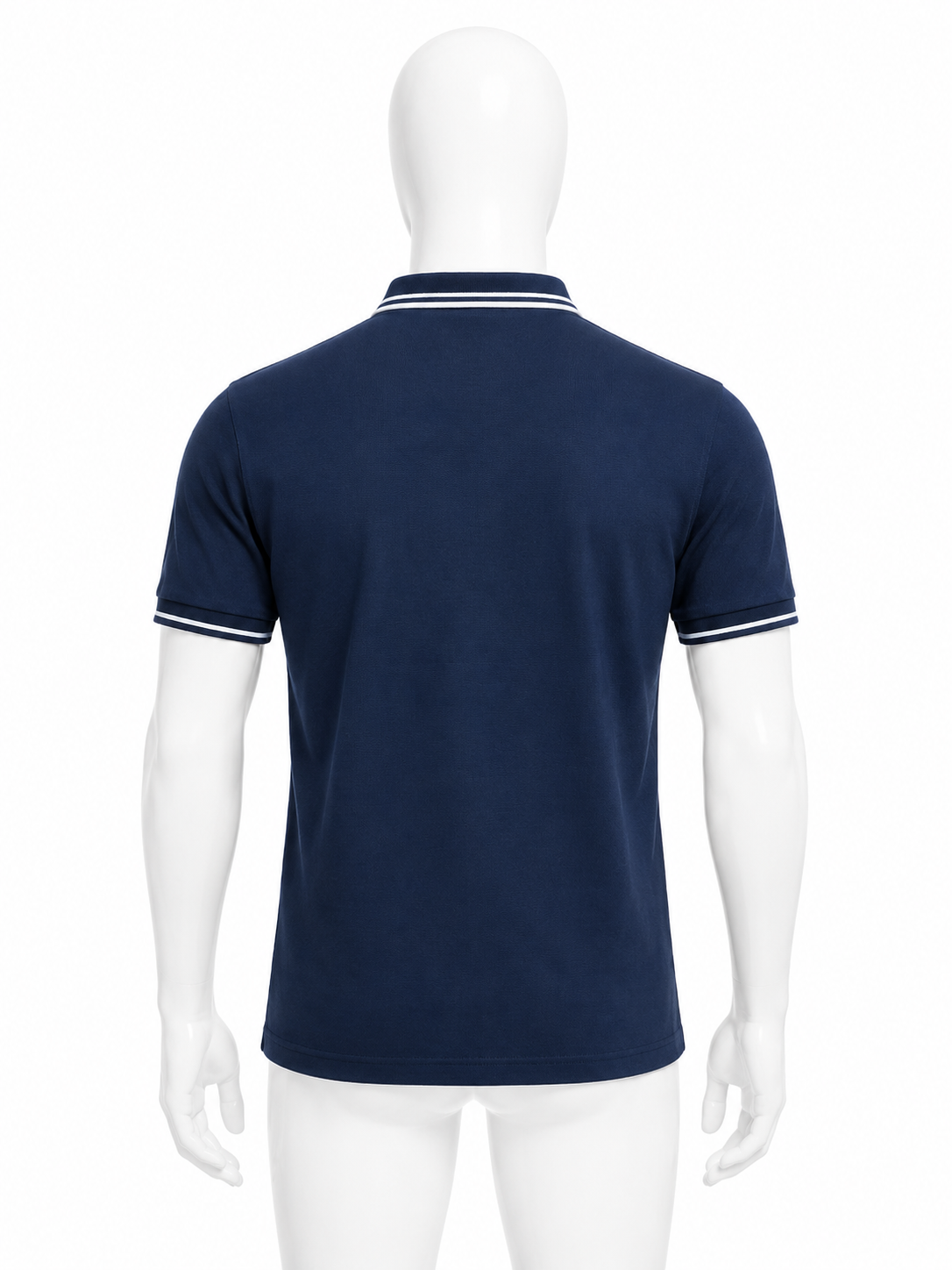 Navy Contrast-Stripe Short-Sleeve Polo Shirt