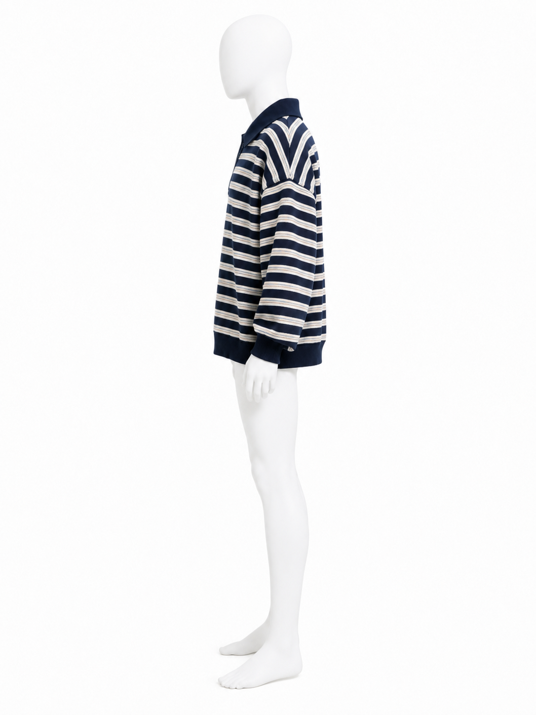 Navy Striped Long-Sleeve Polo shirts
