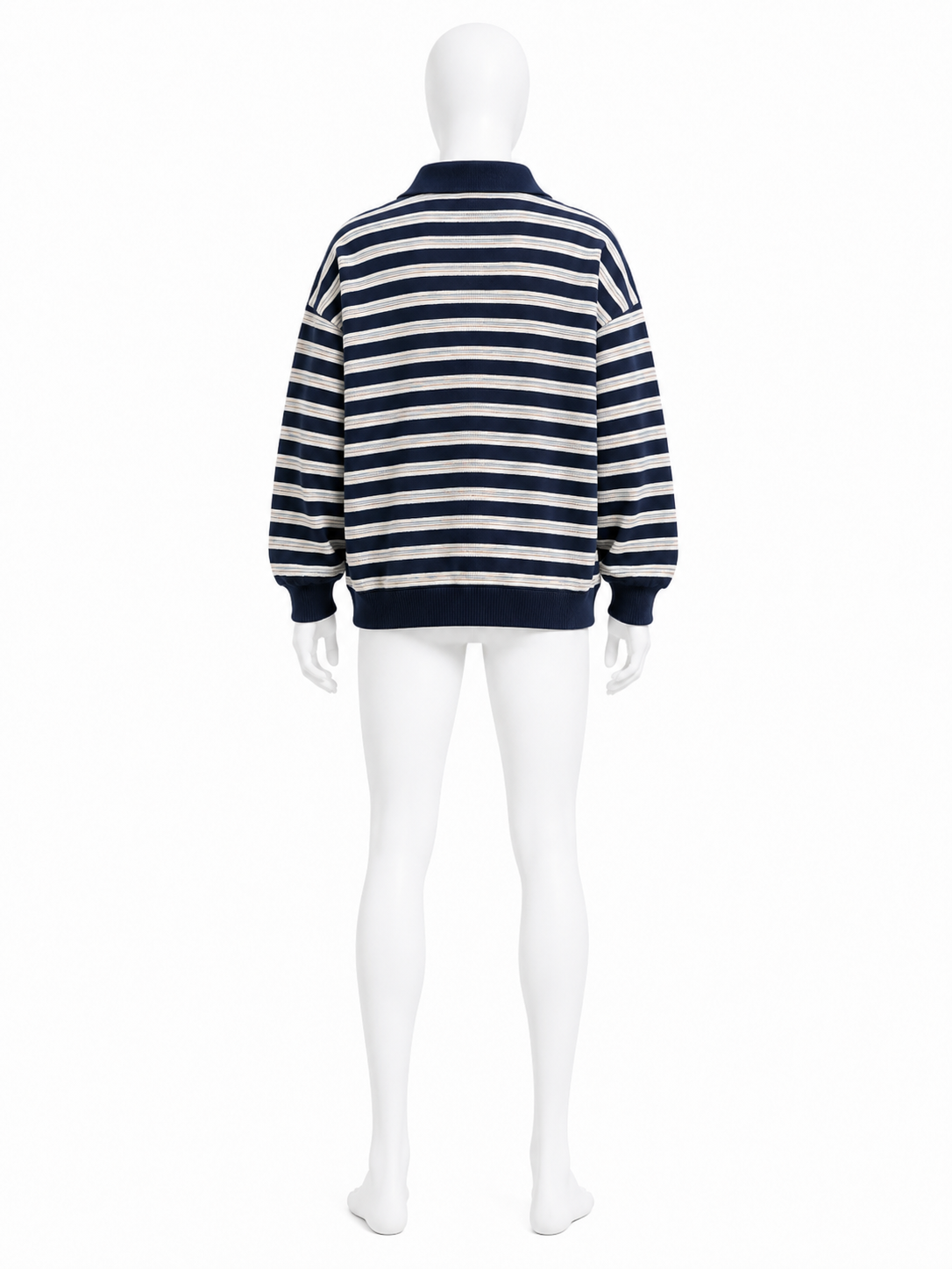 Navy Striped Long-Sleeve Polo shirts