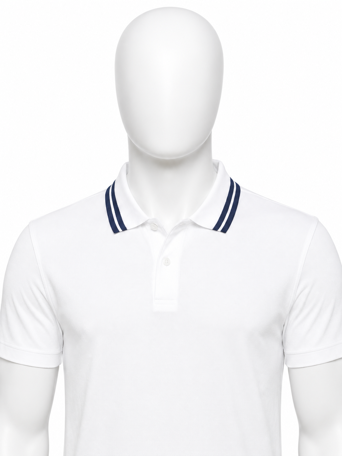 White Contrast-Stripe Short-Sleeve Polo