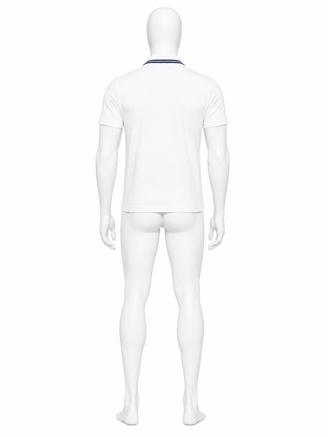 White Contrast-Stripe Short-Sleeve Polo