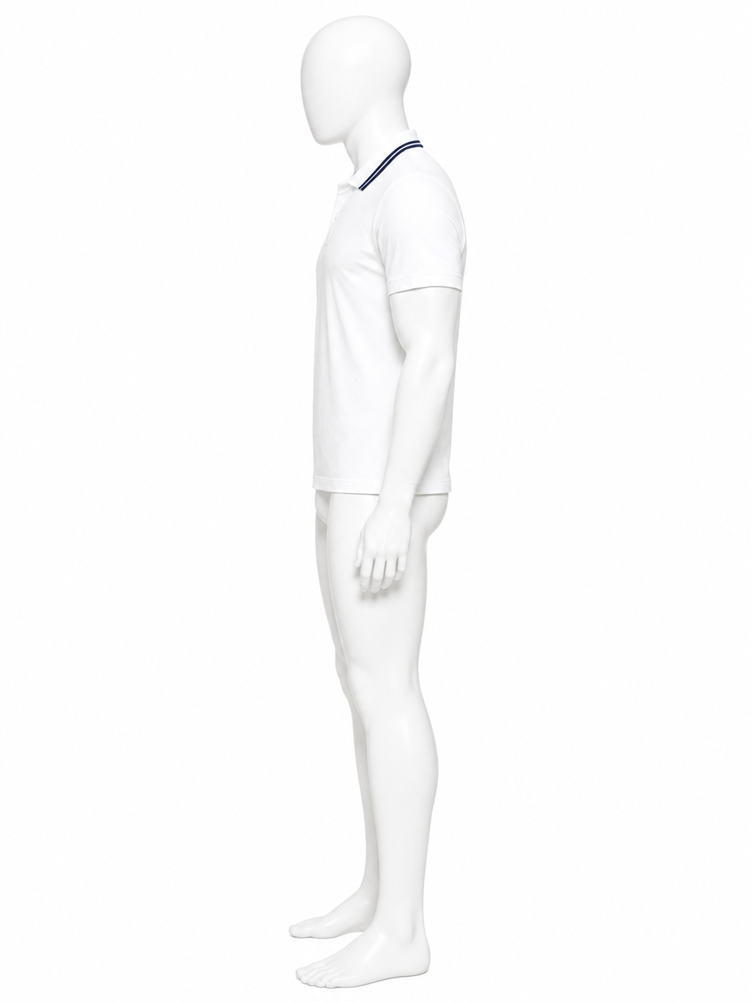 White Contrast-Stripe Short-Sleeve Polo