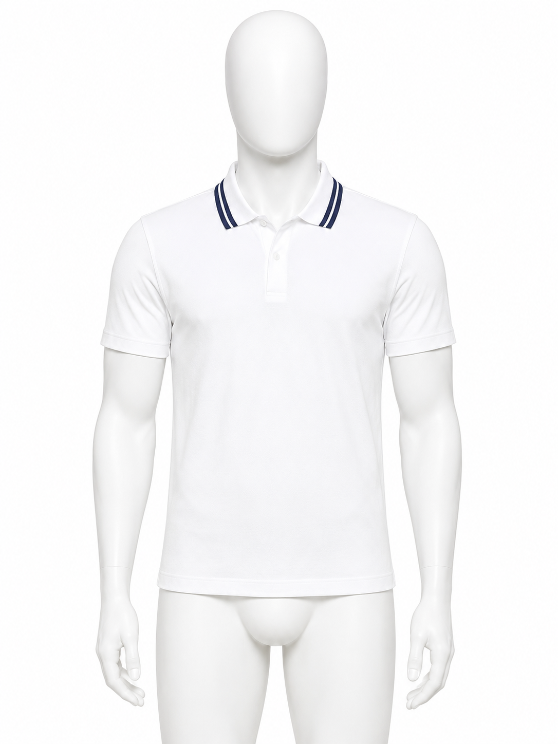 White Contrast-Stripe Short-Sleeve Polo