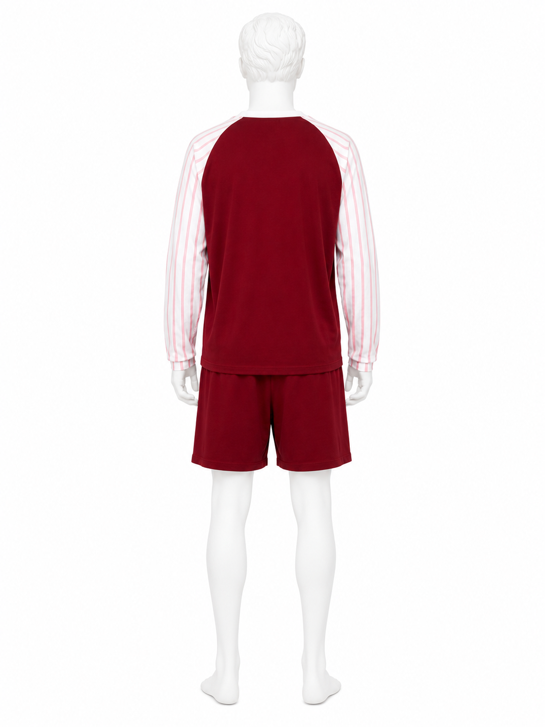 Red Striped Raglan Long-Sleeve Shorts Set